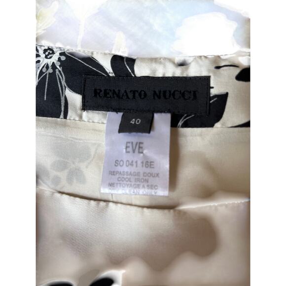 Vintage Renato Nucci Silk Skirt Cream Black Floral | EU40/ US 8 | Made in France - Picture 3 of 8